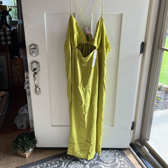 FUTURE COLLECTIVE lime green cut out slip dress with open back - Picture 3 of 9